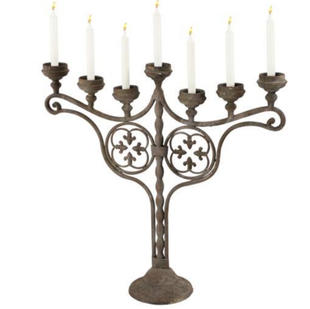 Rustic Iron Vintage 7 Candlestick Holder